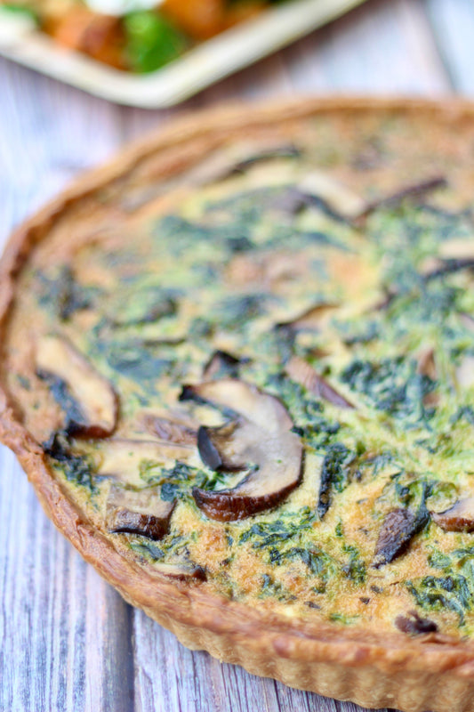Mushroom, Spinach, Thyme & Stilton Quiche